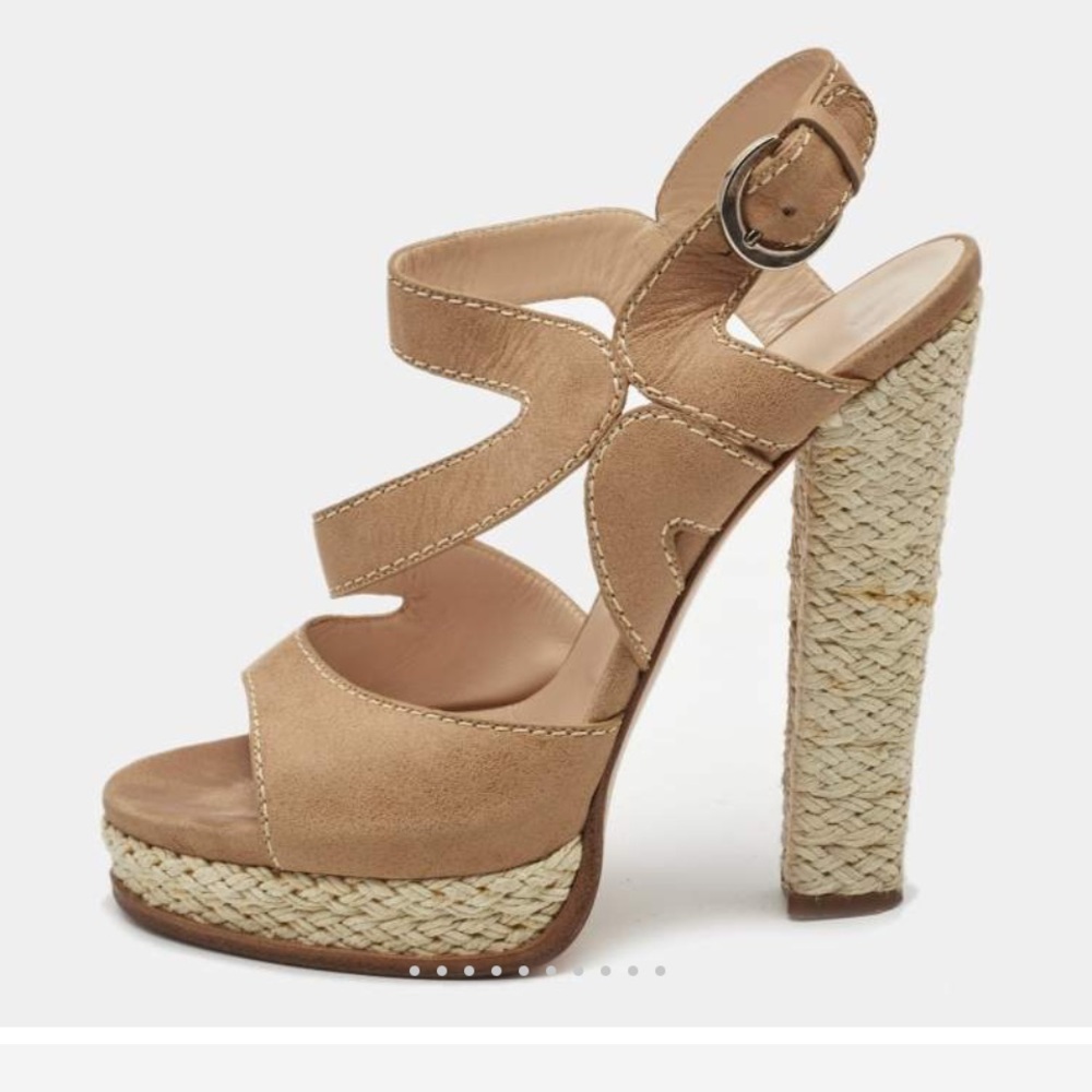 Casadei espadrilles high heels sandals size 6 platforms leather